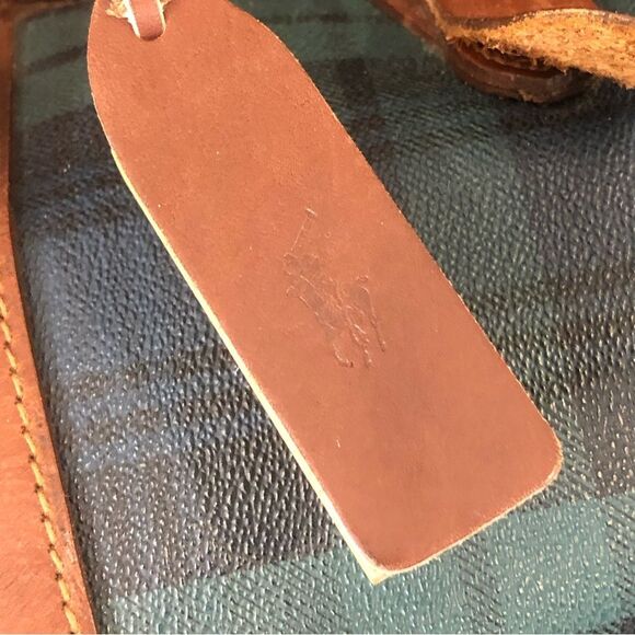 W RALPH LAUREN Black Watch Boston Travel Bag Coated Canvas Waxed Leather 52cm - Picture 9 of 17